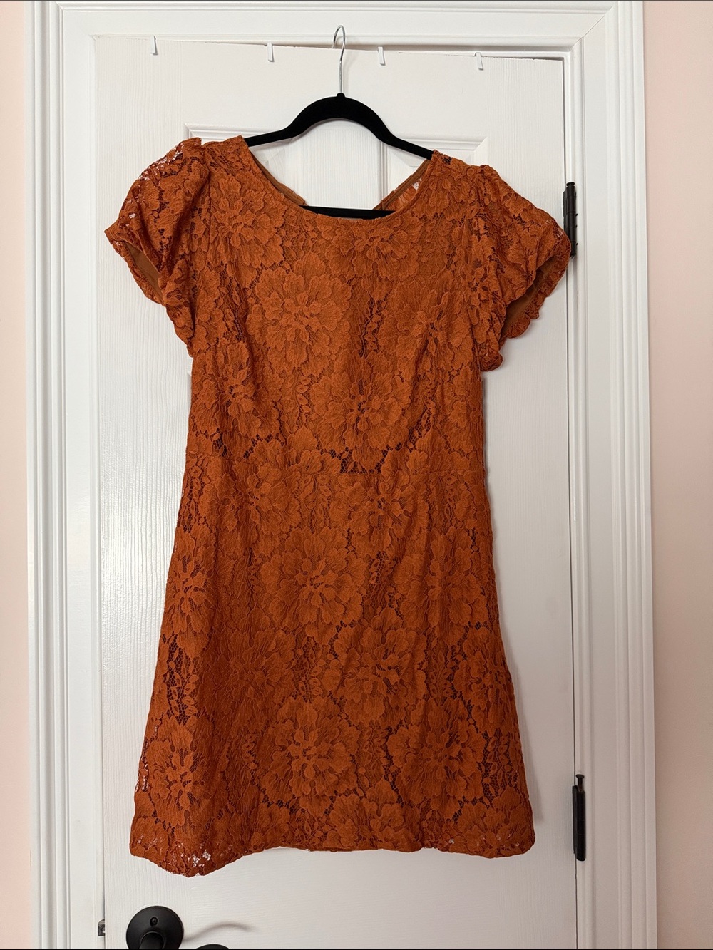 Free People Burnt Orange Lace Mini Dress